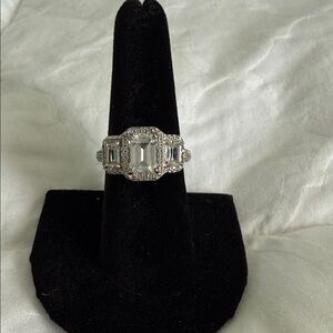 Zales Silver and White Gemstone Ring